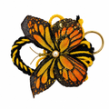 Black and gold twisted yarn wristlet keychain with monarch butterfly charm and pearl center